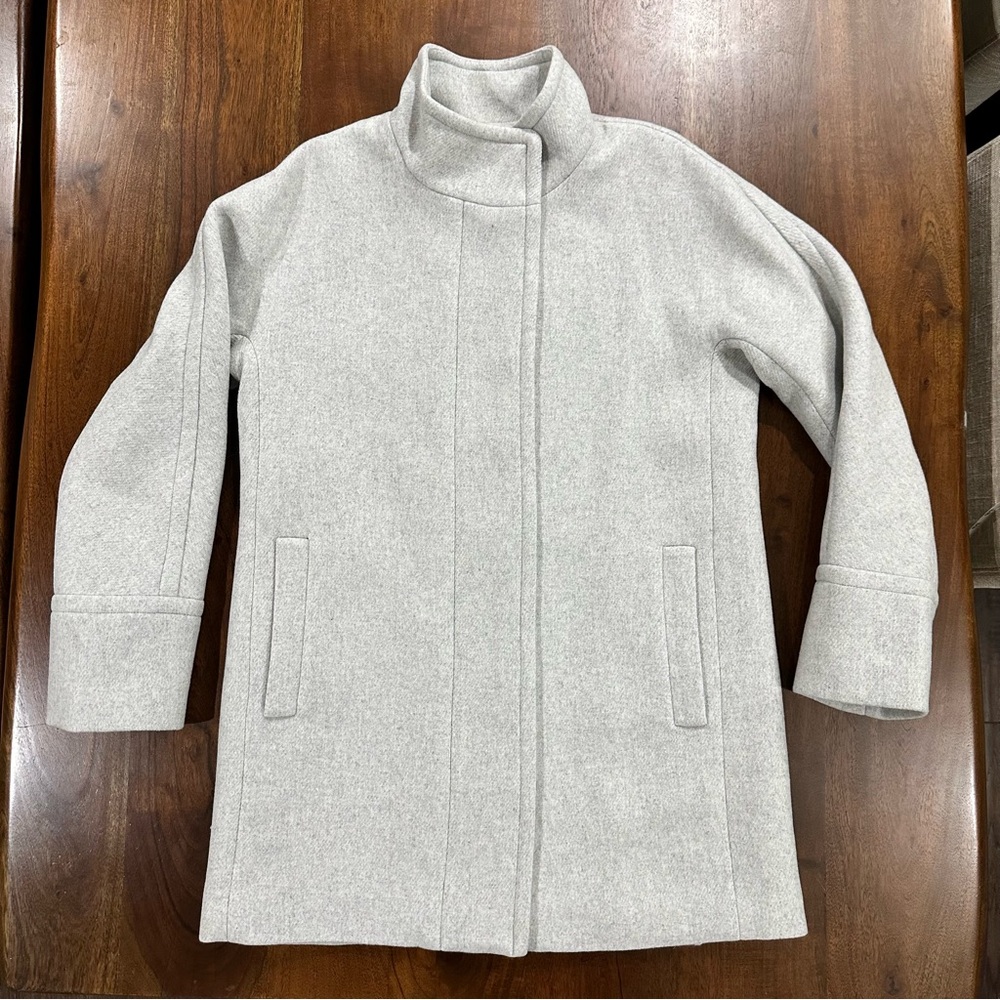 J Crew Mercantile City Pea Coat Wool Blend Full Zip Mid Length Preppy Cozy Sz 10